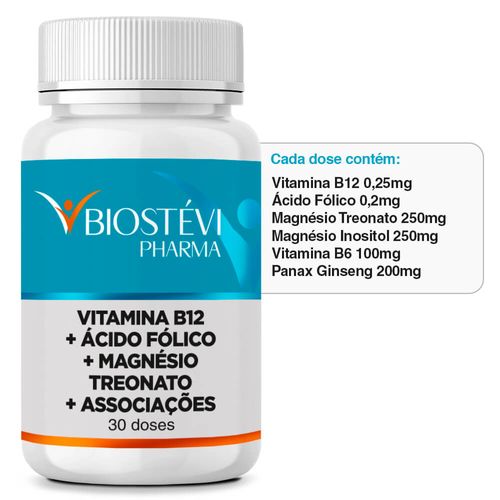 2260 - Suplemento para Memória Pós Covid - Vitamina B12 + Ácido Fólico + Magnésio Treonato + Associações 30 Doses - TABELA
