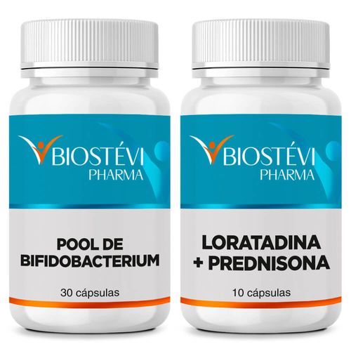 2244 - Kit Sinusite Alérgica Pool de Bifidobacterium + Composto Anti Alérgico - Loratadina + Prednisona